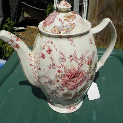 " Johnson Brothers Rose Chintz Coffeepot" 1940's Mark.
