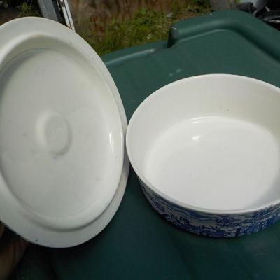 "W.R. Midwinter England", "Landscape" sugar dish with cover.