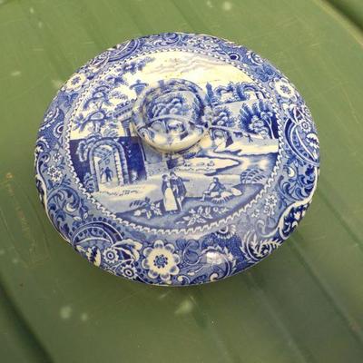 "W.R. Midwinter England", "Landscape" sugar dish with cover.