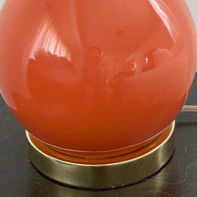SAFAVIEH BRAND PAIR (2) TALL MODERN PERSIMMON ORANGE COLOR LAMPS W/BRASS BASE