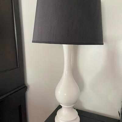 Very tall MODERN white ceramic lamp with black shade 