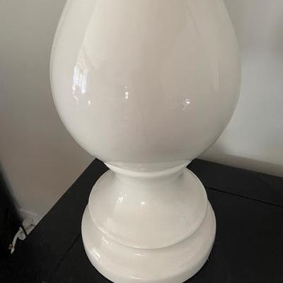 Very tall MODERN white ceramic lamp with black shade 