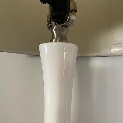 Very tall MODERN white ceramic lamp with black shade 