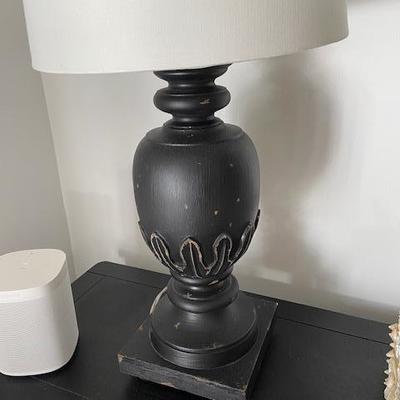 POTTERY BARN heavy black rustic wooden lamp