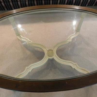 French Country Coffee Table with Glass Top 52