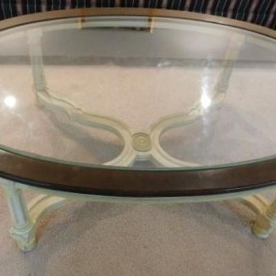 French Country Coffee Table with Glass Top 52