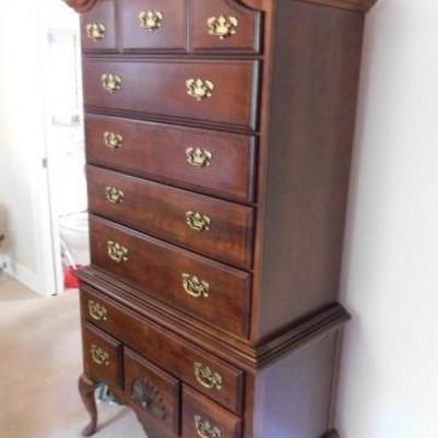 Mahogany Solid Wood High Boy 6 over 3 Chest of Drawers by American Drew