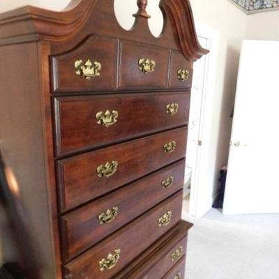 Mahogany Solid Wood High Boy 6 over 3 Chest of Drawers by American Drew