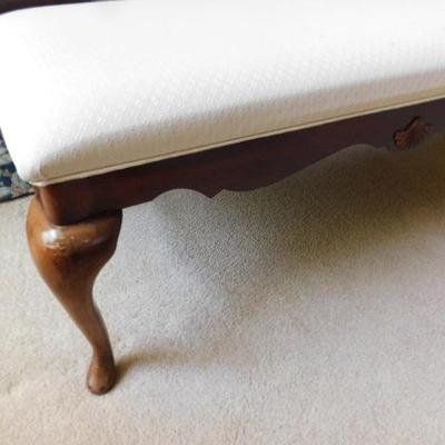 Mahogany Queen Ann Style Slipper Bench with Upholstered Seat 7