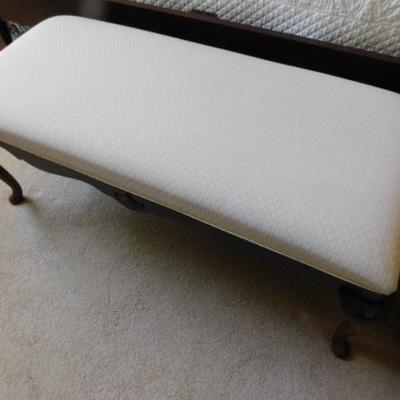 Mahogany Queen Ann Style Slipper Bench with Upholstered Seat 7