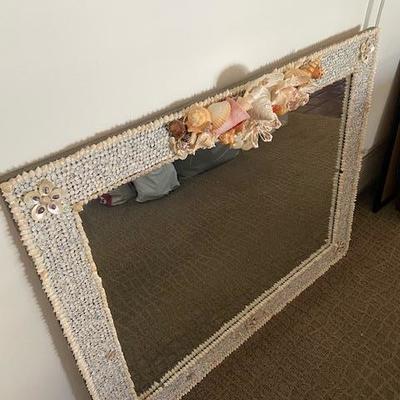 MASSIVE XL SHELL ENCRUSTED MANTLE MIRROR hand crafted