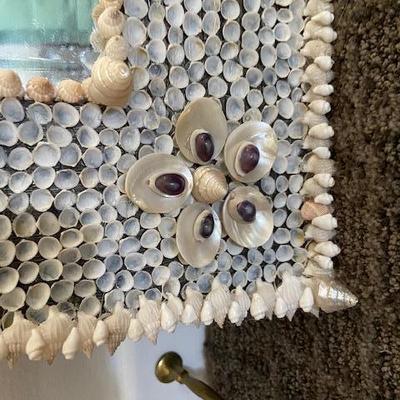 MASSIVE XL SHELL ENCRUSTED MANTLE MIRROR hand crafted