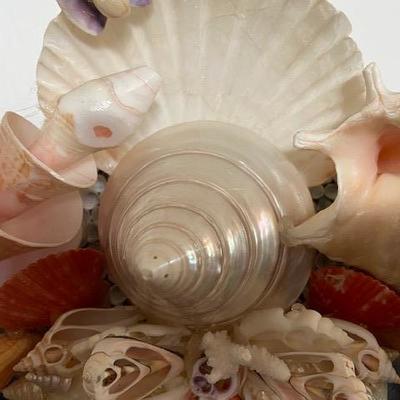 MASSIVE XL SHELL ENCRUSTED MANTLE MIRROR hand crafted