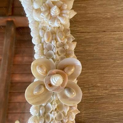 SHELL ENCRUSTED OVAL MIRROR HAND CRAFTED