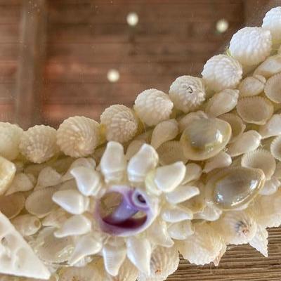 SHELL ENCRUSTED OVAL MIRROR HAND CRAFTED