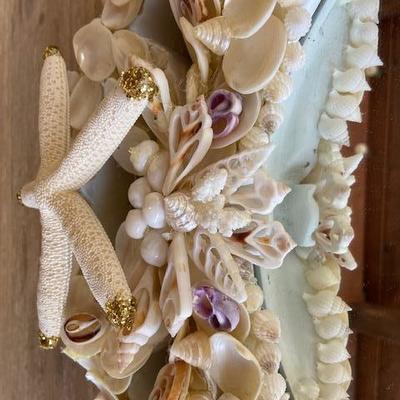 SHELL ENCRUSTED OVAL MIRROR HAND CRAFTED