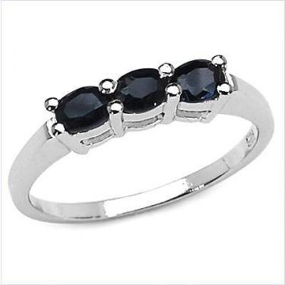 Sterling Silver Sapphire Ladies Ring    6