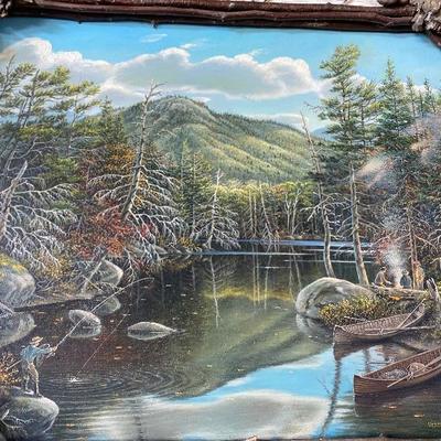 Lot #417 Original Oil framed in Adirondack Style frame by Ralph Kylloe