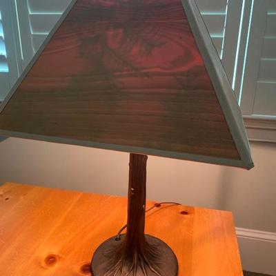 Lot # 429 Custom Designed Cast Metal Base Tree Motif Table Lamp 