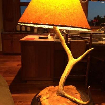 Lot #430 Rustic Adirondack Elk Horn Table Lamp 