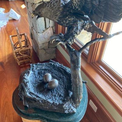 Lot #444 Hand-casted Bronze Sculpture of American Bald Eagle by Ed Chope 