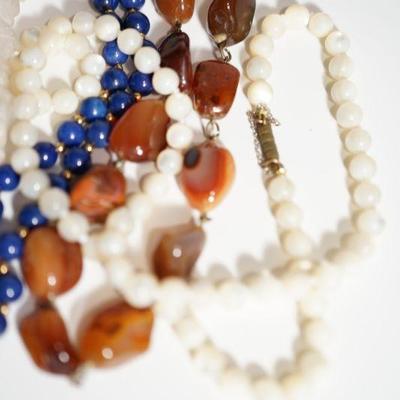 #6-8  Four natural stone necklaces