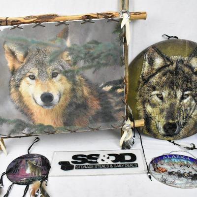 4 pc Alaska/Wolf/Husky Decor