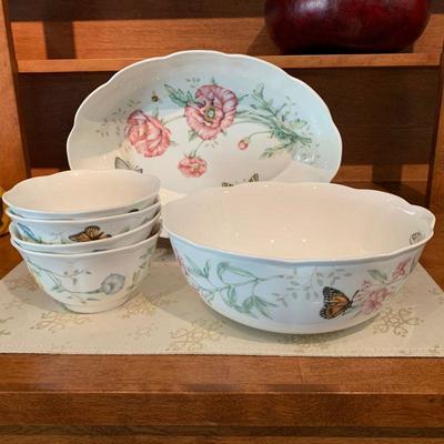 LOT 29  LENOX BUTTERFLY MEADOW PARTIAL SET OF DISHES  
