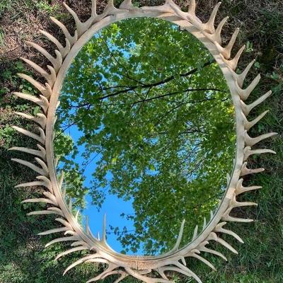 Lot # 448 Oval Antler Mirror 