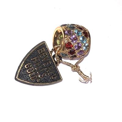 Lot #57: 14k Beverly Hills Gold Gemstone Necklace Enhancer Bead Charm Pendant