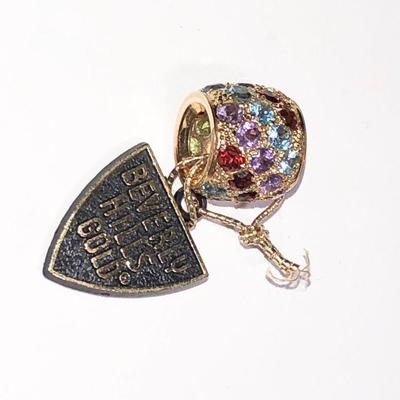 Lot #57: 14k Beverly Hills Gold Gemstone Necklace Enhancer Bead Charm Pendant