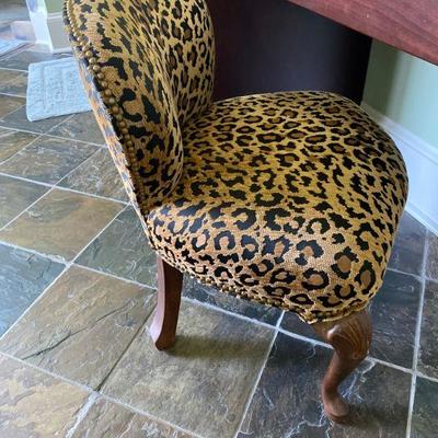 Lot #454 Leopard Print Upholstered Vanity Chair 