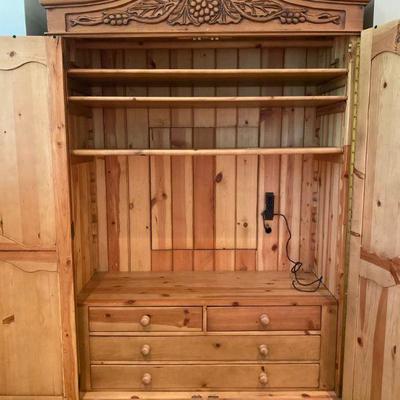 Lot #455 Contemporary Pine Armoire 