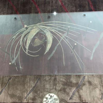 AEC 41 MODERNIST METAL SCULPTURE GLASS TOP COFFEE TABLE DELAYED PICKUP