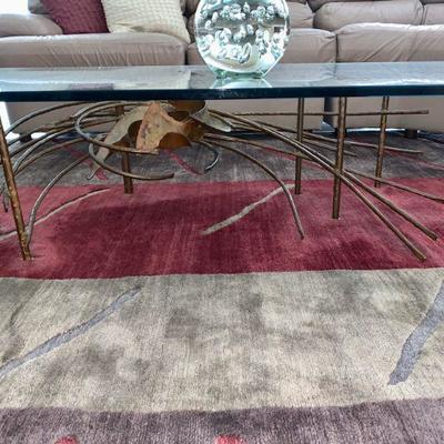 AEC 41 MODERNIST METAL SCULPTURE GLASS TOP COFFEE TABLE DELAYED PICKUP