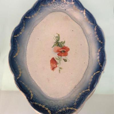Serving Platter with Blue Border