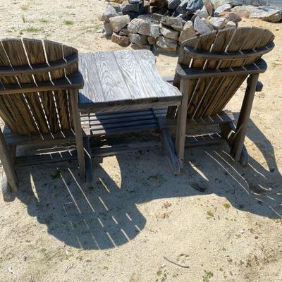 Lot # 481 Double Adirondack Chair Set with Center table 