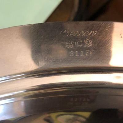 Silver-plated serving dish with top.