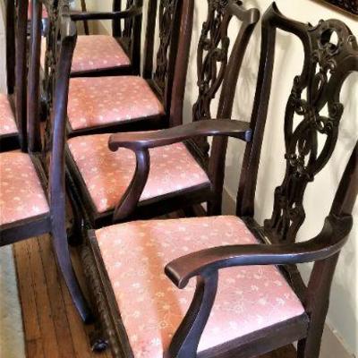 Lot #46  Set of Six Matching Antique Dining Chairs - Two with armrests