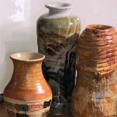 Lot #33; Lot of 3 Studio Art Pottery Vases