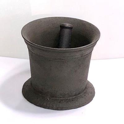Lot #42; Antique Large Heavy Cast Iron Mortar & Pestle