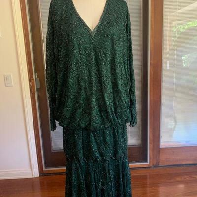IB 27.  VINTAGE NEIMAN MARCUS 2 pc. BEADED TOP & FULL SKIRT INDIA