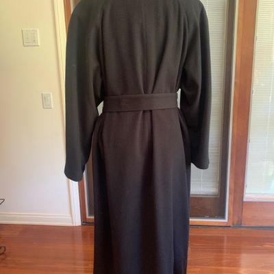 IB 28 EVAN PICONE LONG BLACK WRAP COAT TIE BELT