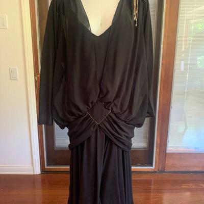 IB 29. VINTAGE CASADEI BLACK DRESS 80s RETRO DROP WAIST 