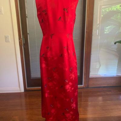 IB 31  RED SUSIE WONG STYLE ASIAN DRESS FULL LENGTH