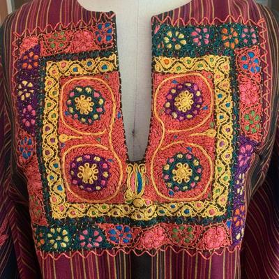 IB 34. VINTAGE MULTI-COLOR EMBROIDERED CAFTAN ISRAEL