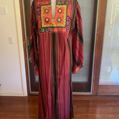 IB 34. VINTAGE MULTI-COLOR EMBROIDERED CAFTAN ISRAEL