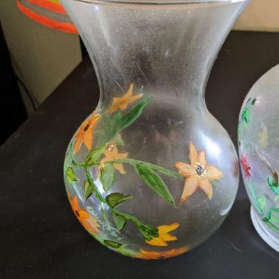 Hand Paint Clear Vases Misc Sizes - Set x 6 