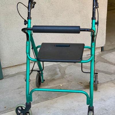 LOT 50  HEALTH/ MOBILITY/ MEDICAL TURQUOISE WALKER WITH SEAT