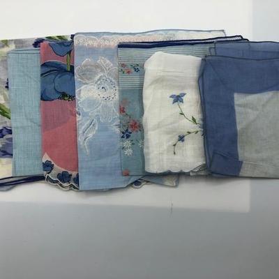 Blue Variety Lot of Vintage Handkerchiefs